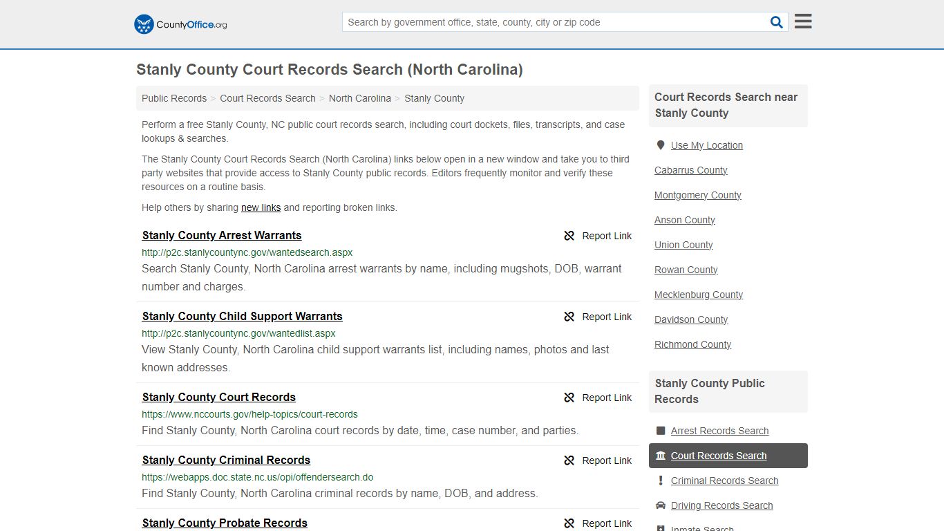 Stanly County Court Records Search (North Carolina) - County Office